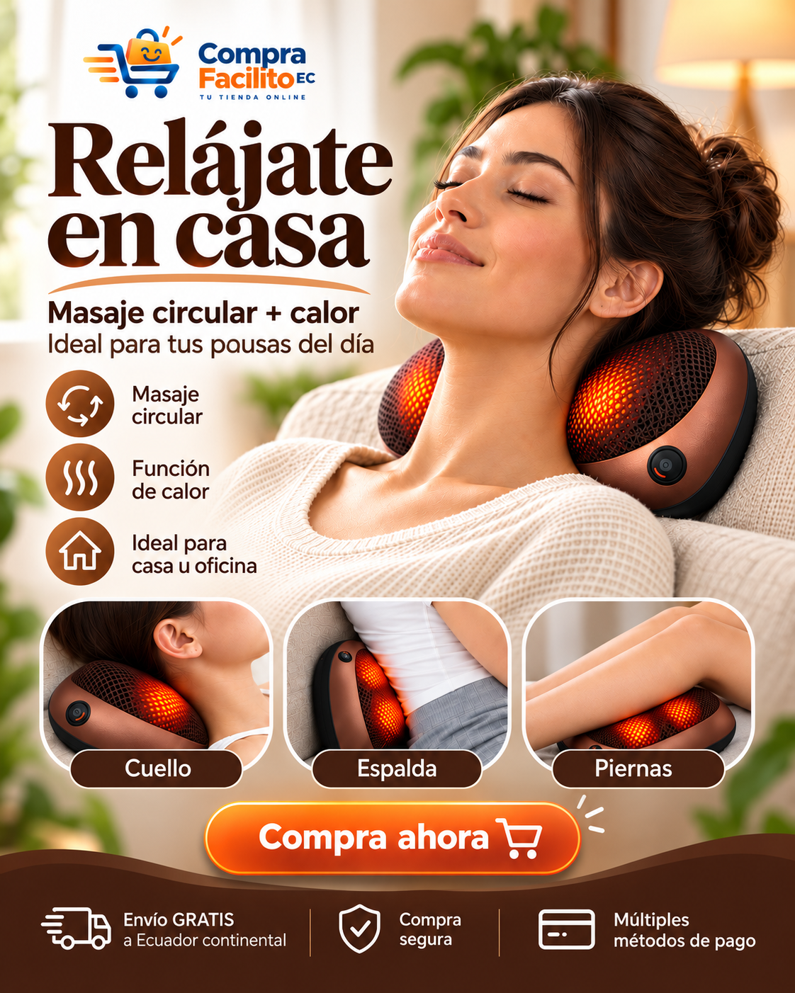 Almohada Masajeadora RelaxPro con Calor