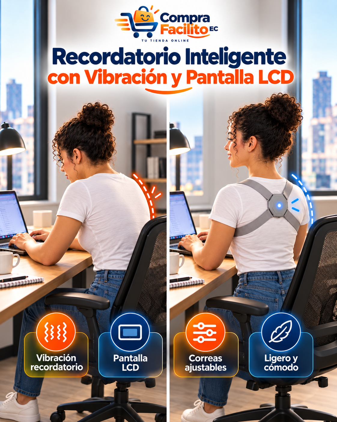 Siéntate Bien — Recordatorio Inteligente con Vibración y Pantalla LCD